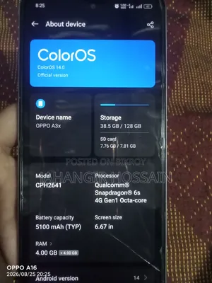 Oppo A3X 4G 128 GB Silver