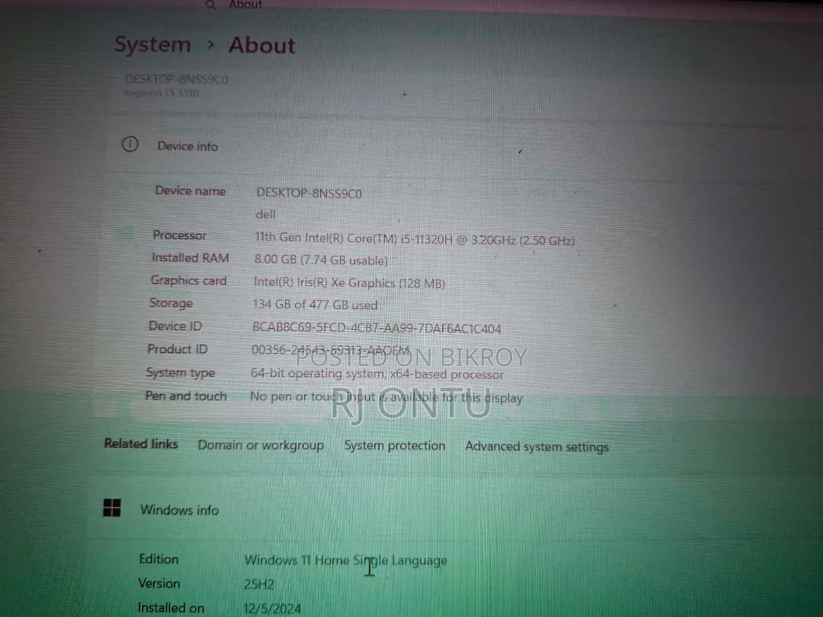 Dell Inspiron 15 Laptop 8GB Intel Core i5 SSD 512GB