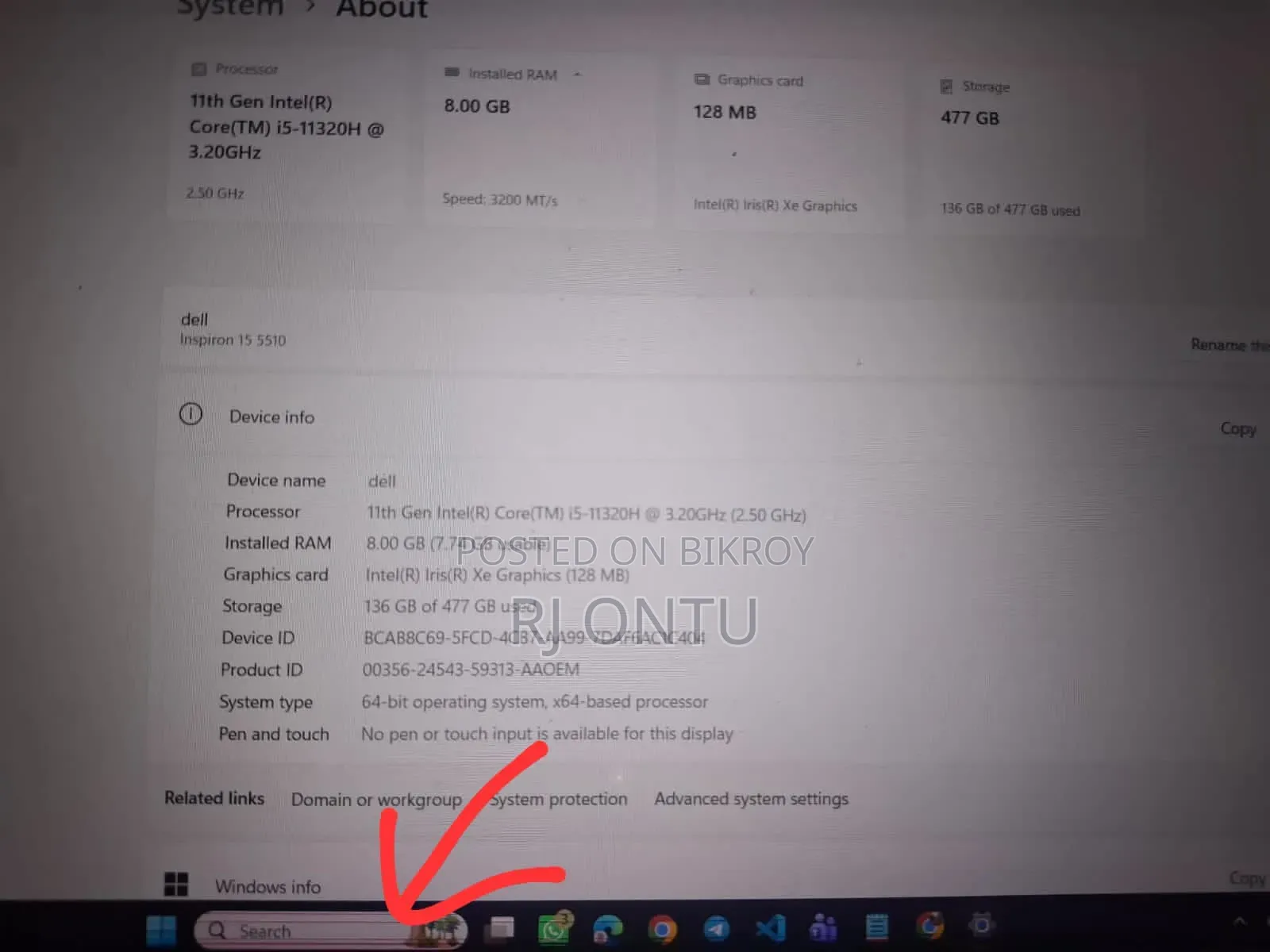 Dell Inspiron 15 Laptop 8GB Intel Core i5 SSD 512GB