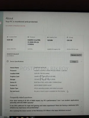 Desktop Computer Gigabyte 8GB Intel Core i5 SSD 256GB