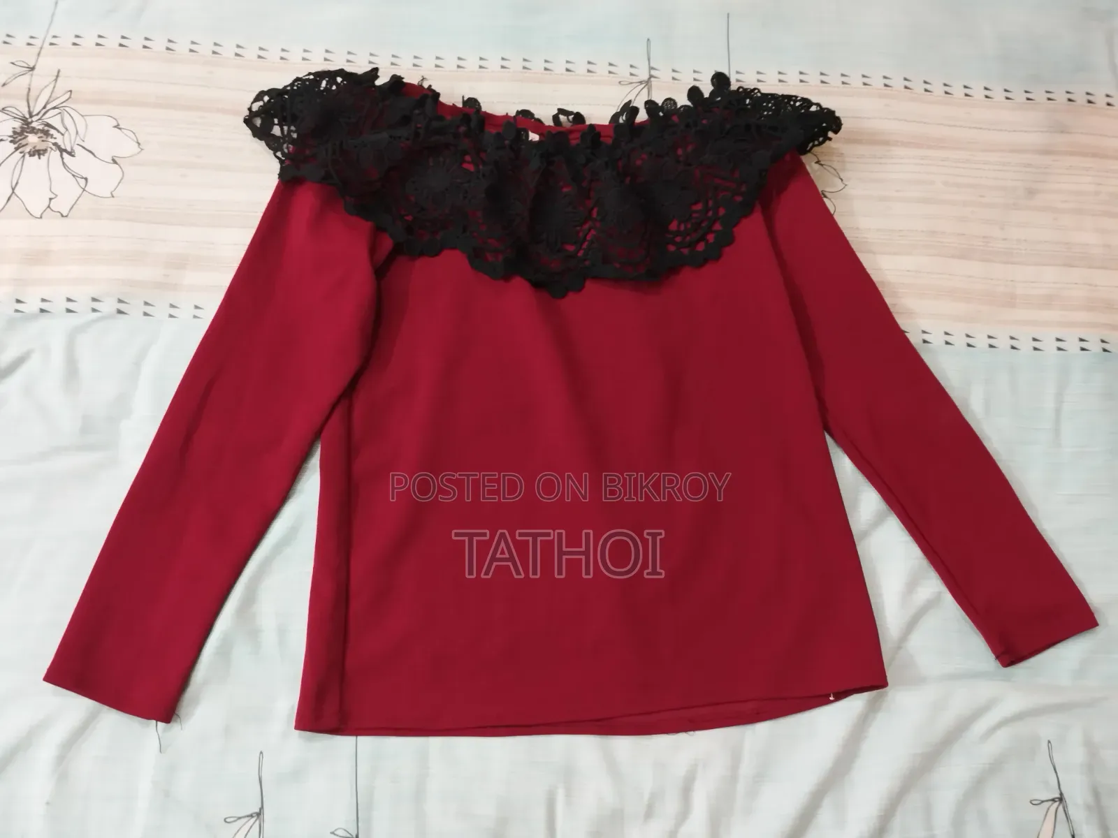 ✨ Gorgeous Maroon Off-Shoulder Lace Top for Sale! ✨