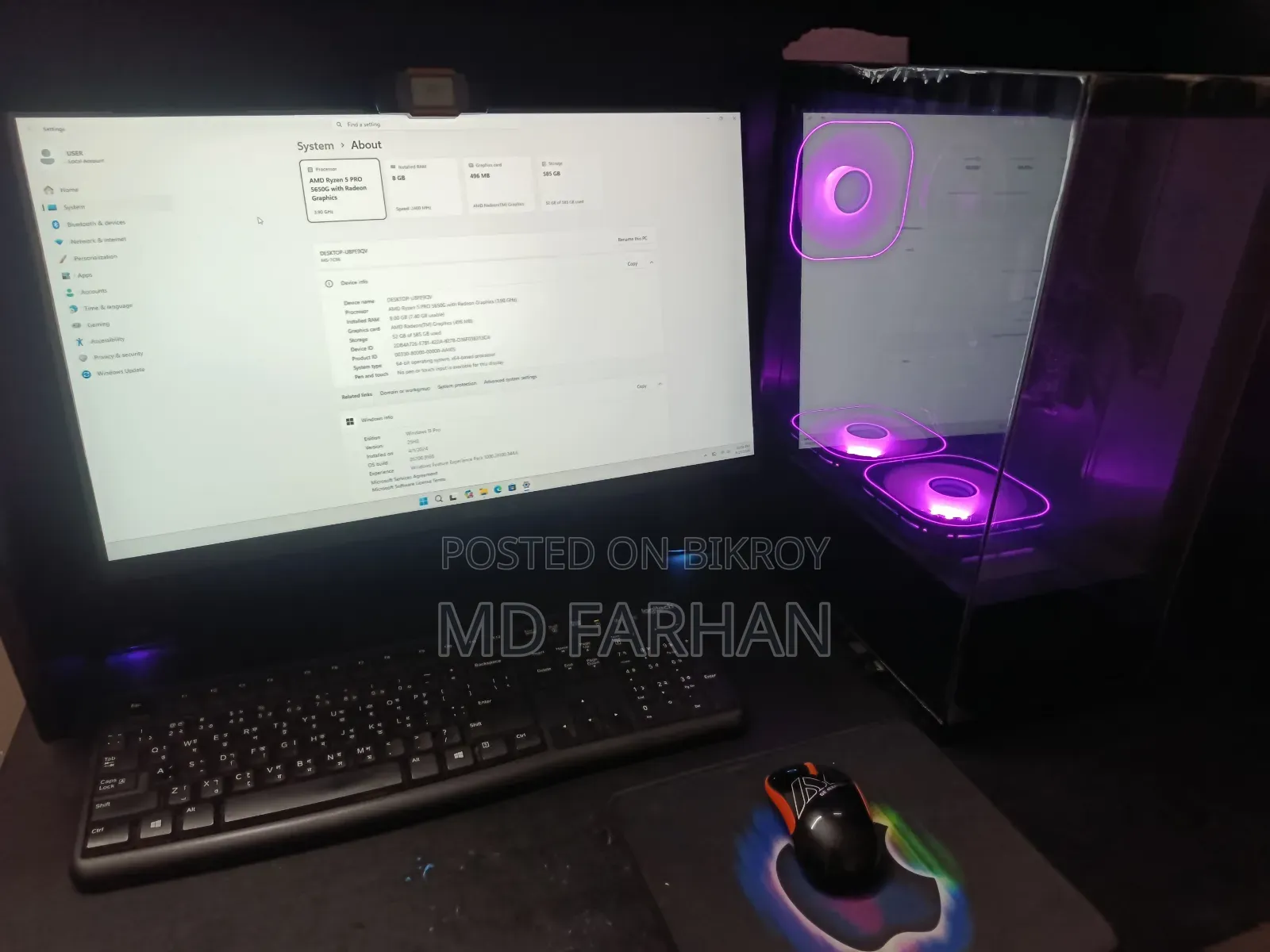 New Desktop Computer 8GB AMD Ryzen 5 HDD+SSD 512GB