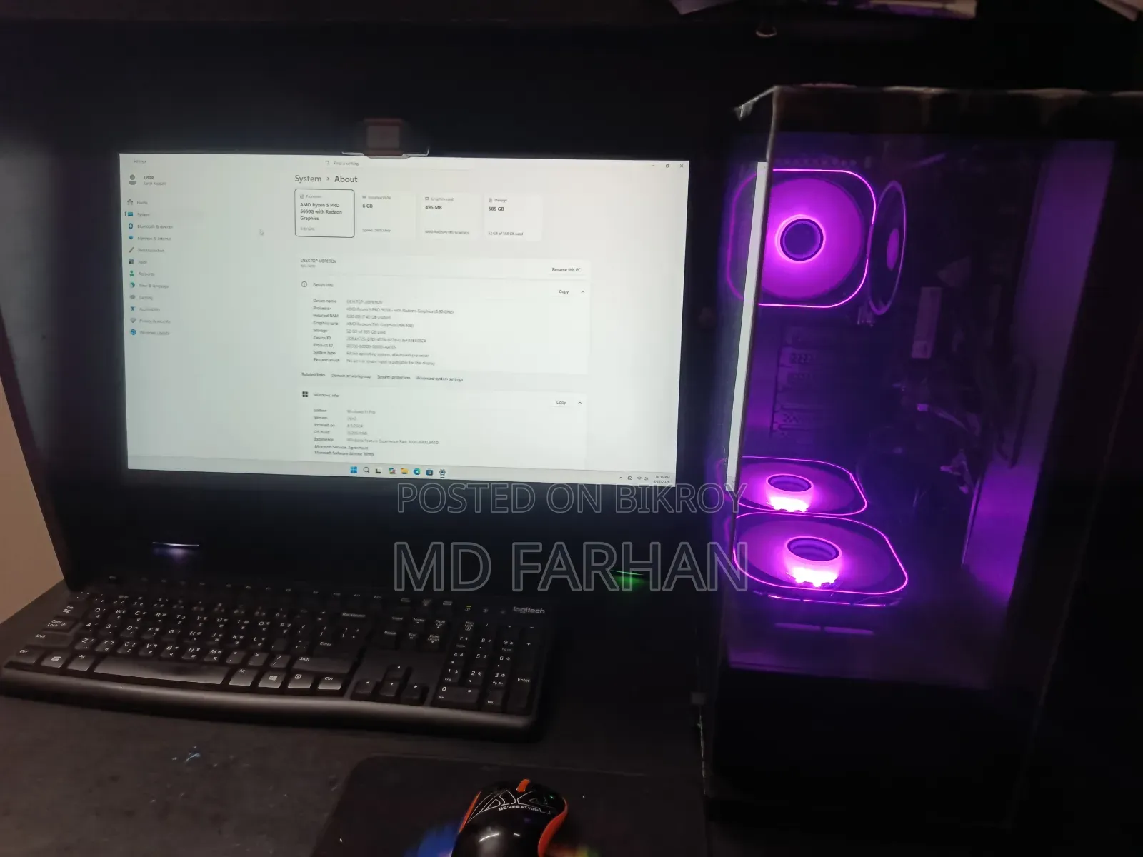New Desktop Computer 8GB AMD Ryzen 5 HDD+SSD 512GB