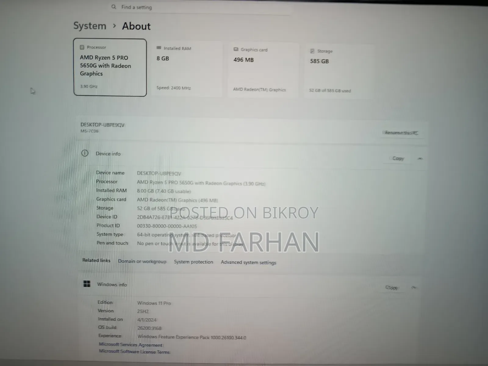New Desktop Computer 8GB AMD Ryzen 5 HDD+SSD 512GB