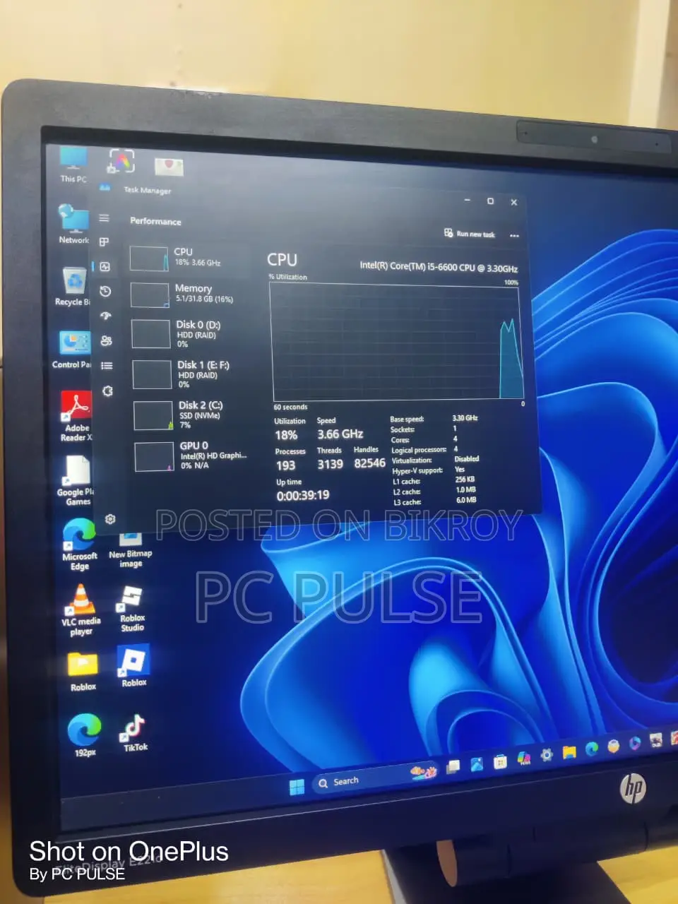 Desktop Computer HP Z240 32GB Intel Core i5 HDD+SSD 4T