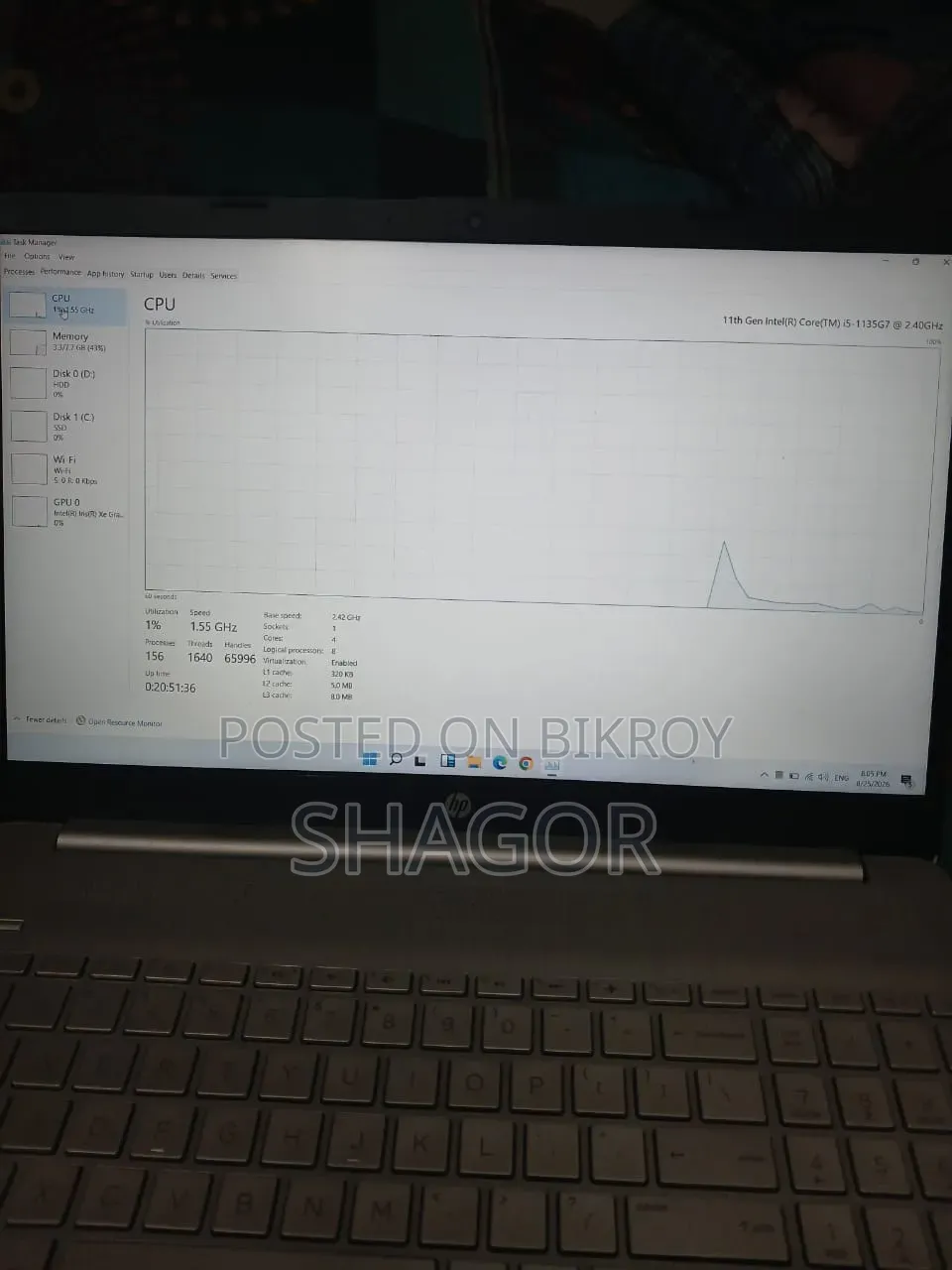 Laptop HP 15s 8GB Intel Core i5 HDD+SSD 1T