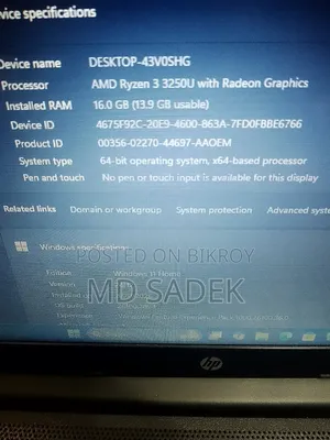 Laptop HP 15 16GB AMD Ryzen 3 HDD+SSD 128GB