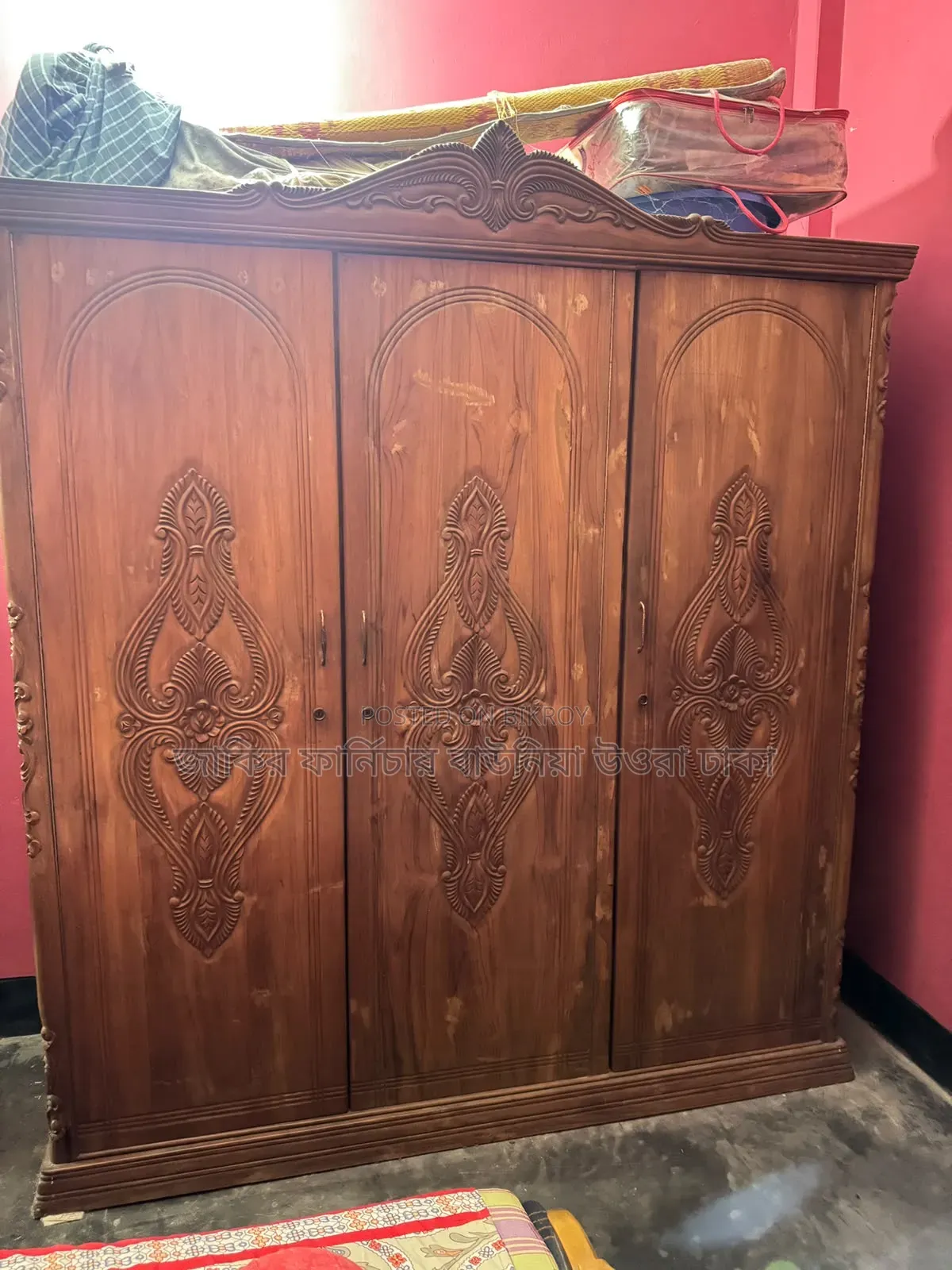 সেগুন কাঠের ৩ পাল্লা আলমারি