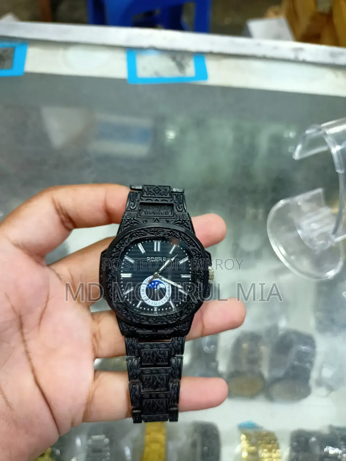 Amaiging Black Metal Finishing Full Black Watch