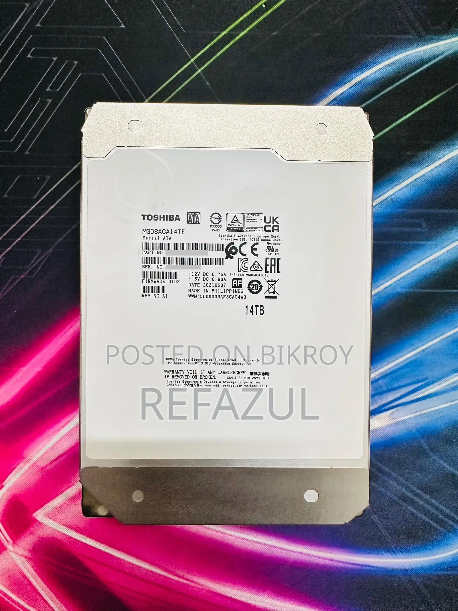 Toshiba 14TB Enterprise 7200 RPM 250+mb/S HDD