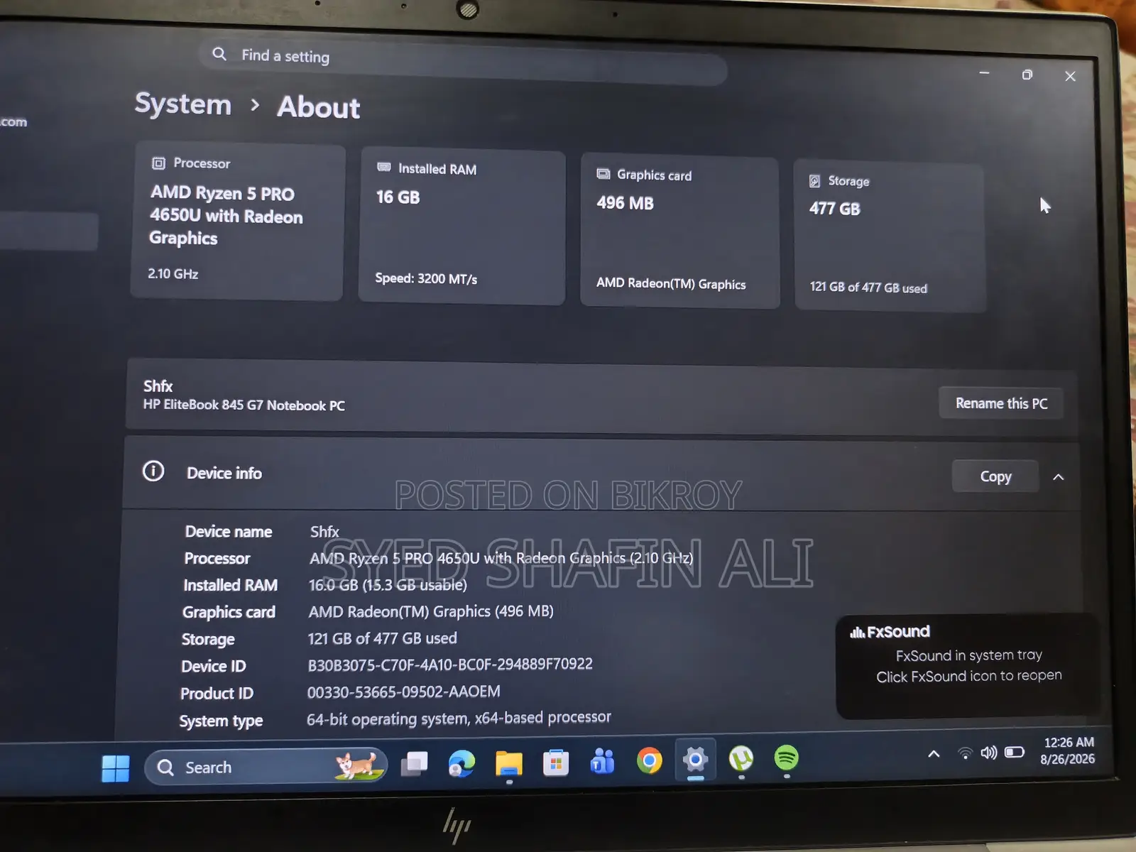 Laptop HP EliteBook 845 G7 16GB AMD Ryzen 5 SSD 512GB