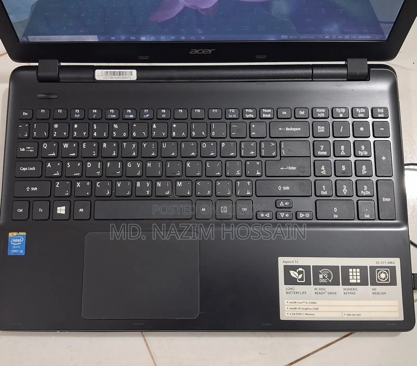 Laptop Acer Aspire 5 4GB Intel Core i5 HDD 500GB