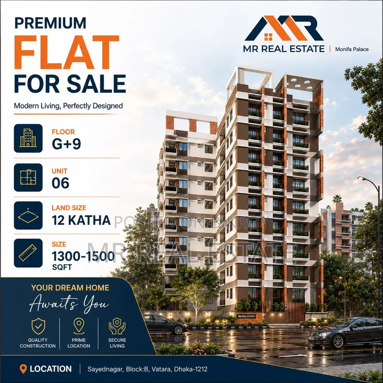 3 Bedroom Apartment in Notunbazar, Badda for Sale