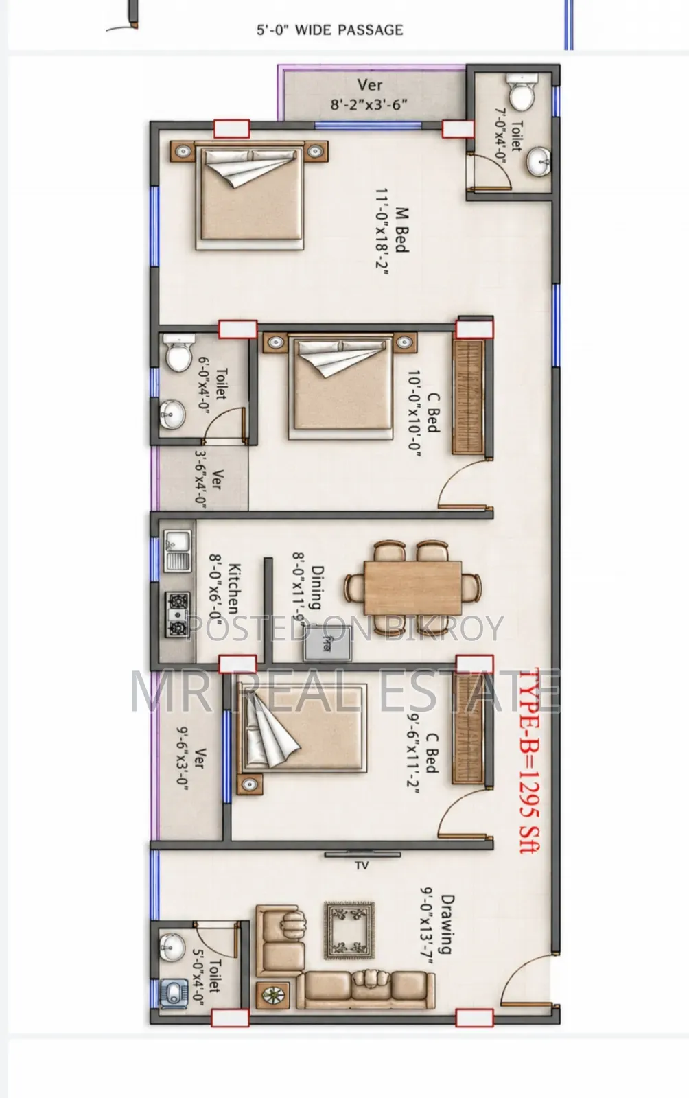 3 Bedroom Apartment in Notunbazar, Badda for Sale