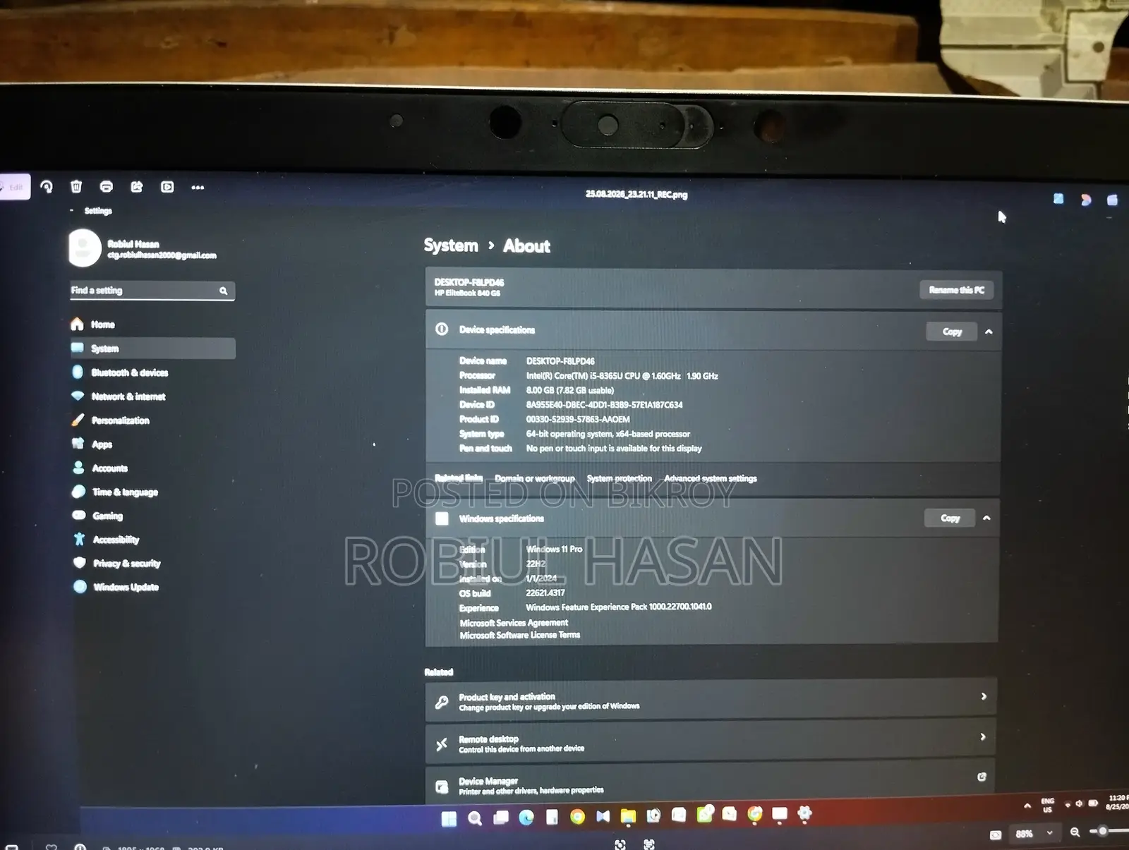 Laptop HP EliteBook 840 G6 8GB Intel Core i5 SSD 256GB