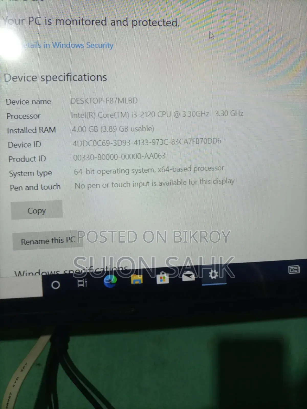 Desktop Computer 4GB Intel Core i3 SSD 128GB