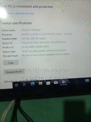 Desktop Computer 4GB Intel Core i3 SSD 128GB