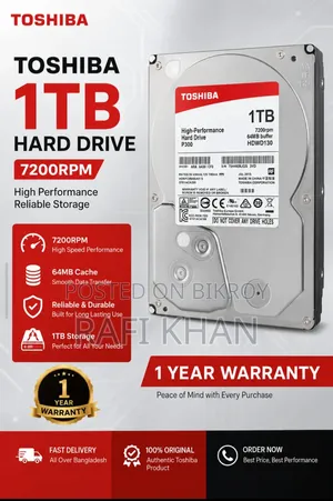 Toshiba  1TB HDD 7200RPM | 64MB Cache | 1 Year Warranty