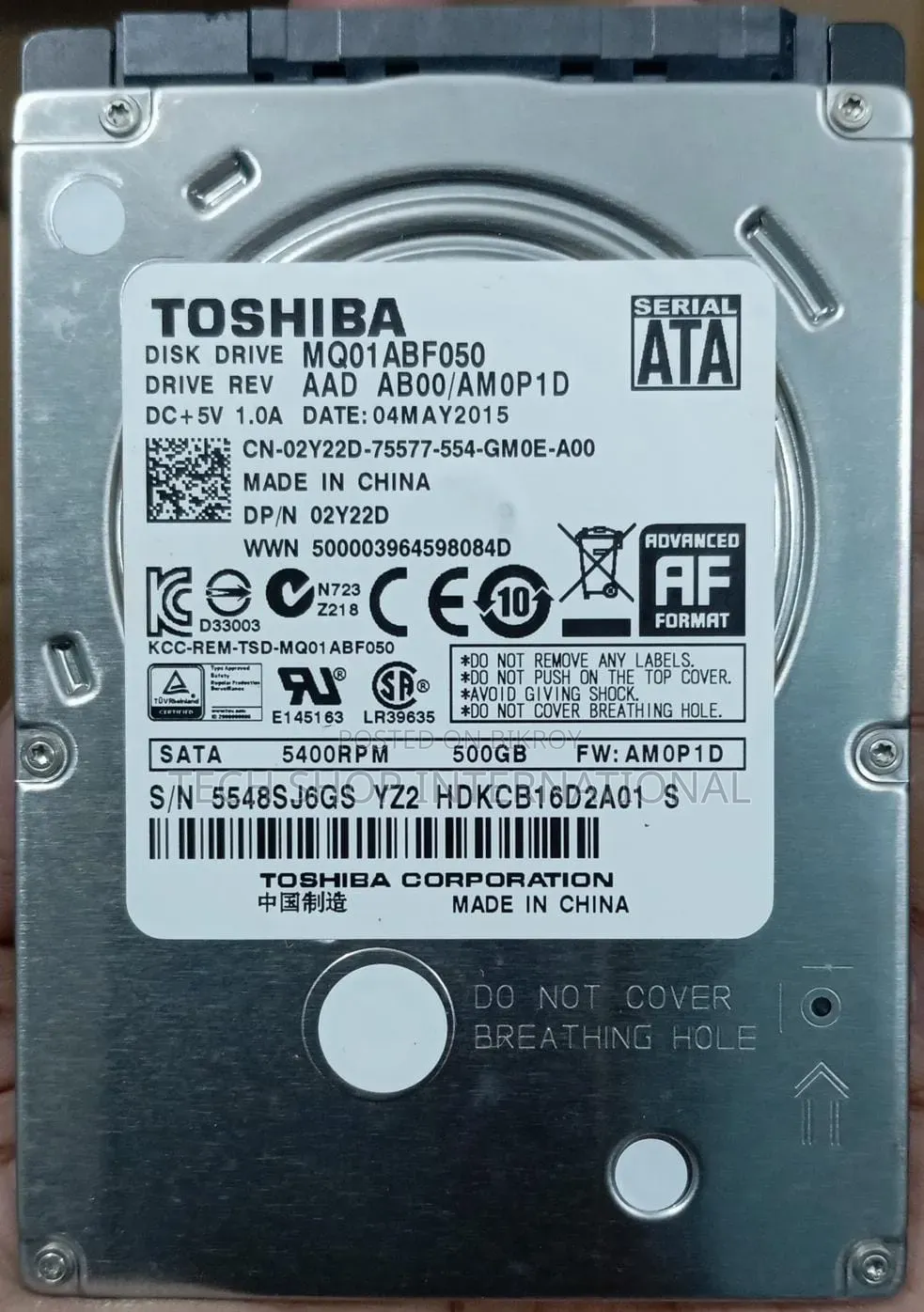 HDD 500gb 2.5" Sata Toshiba