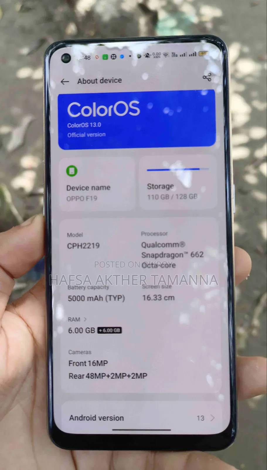 Oppo F19S 128 GB Silver