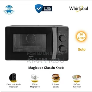 Whirlpool 20L MAGICOOK Classic Knob Solo Microwave Oven-Black