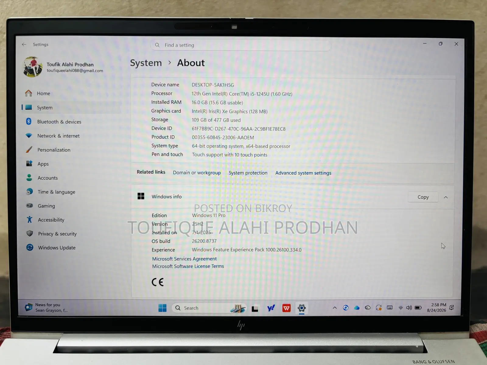 Laptop HP EliteBook 840 G9 16GB Intel Core i5 SSD 512GB