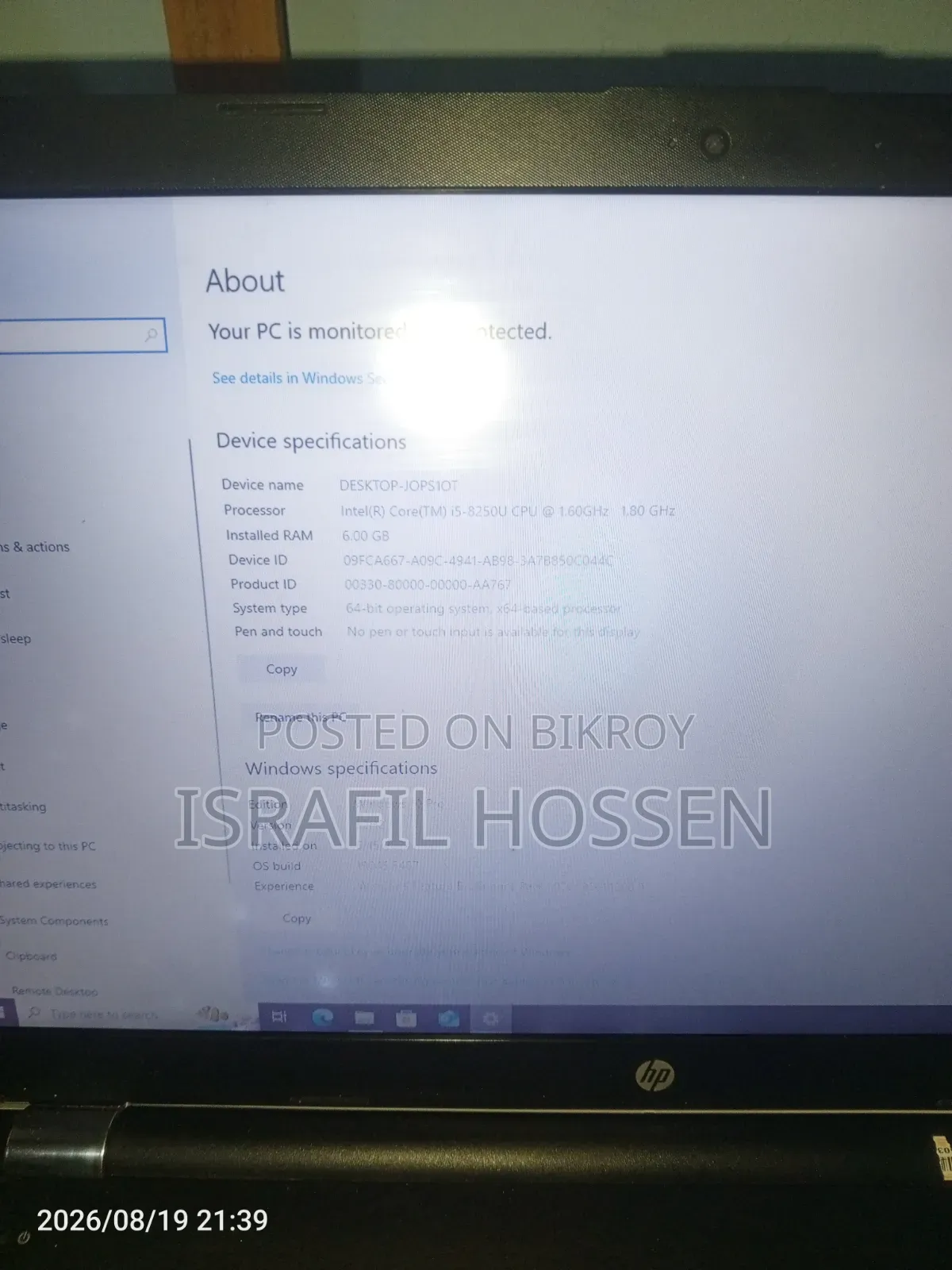 Laptop HP 15-da2933nia 6GB Intel Core i5 HDD 500GB