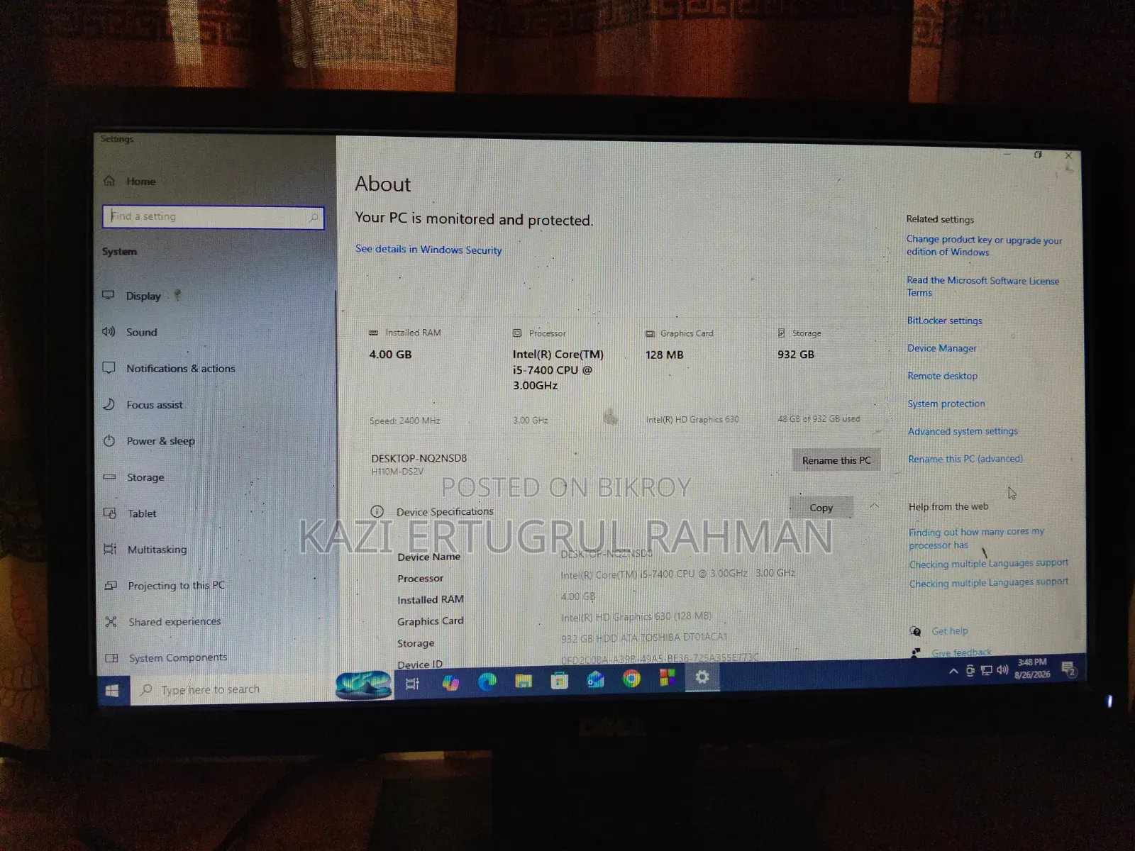 Desktop Computer 4GB Intel Core i5 HDD 1T