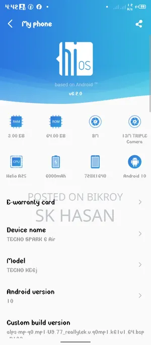 Tecno Spark 6 Air 64 GB Black