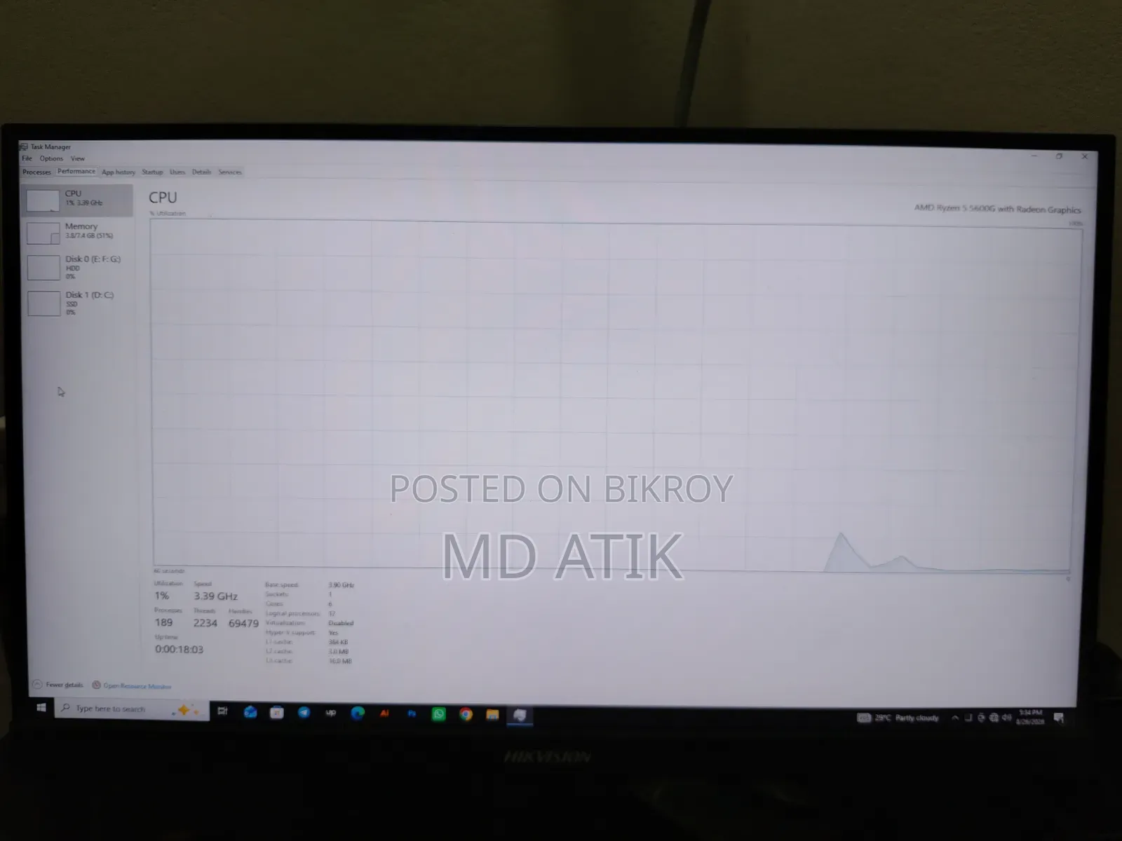 Desktop Computer Gigabyte 8GB AMD SSD 256GB