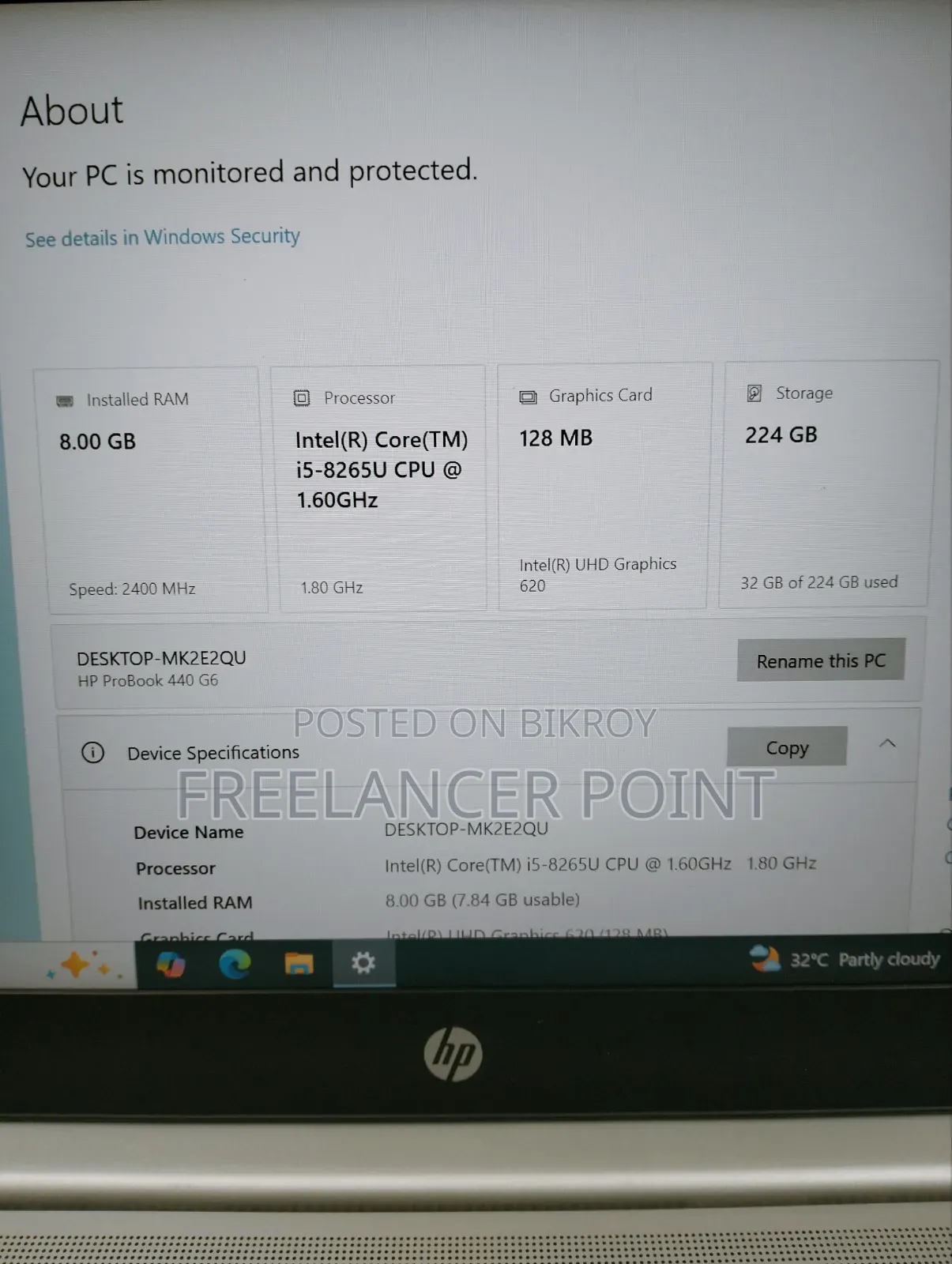 Laptop HP ProBook 440 G6 8GB Intel Core i5 SSD 256GB