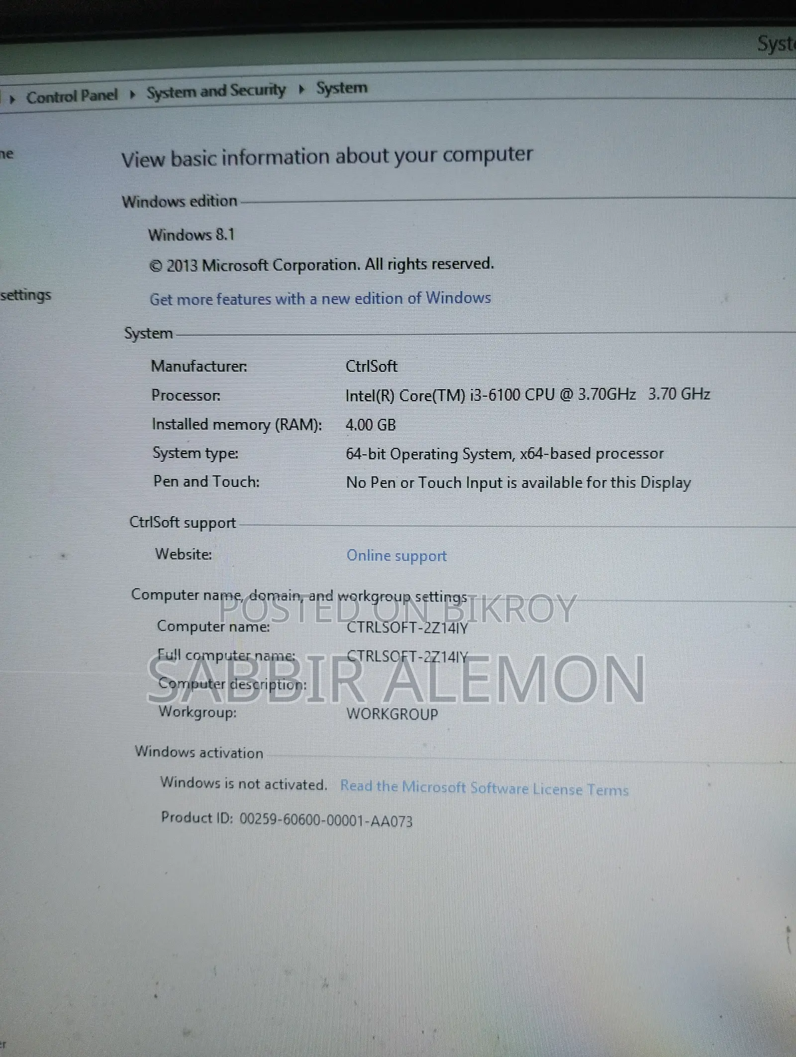 Desktop Computer Gigabyte 4GB Intel Core i3 HDD 1T