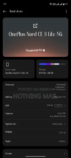 OnePlus Nord CE 3 Lite 5G 128 GB Gray