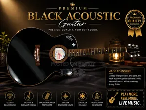 Black Acoustic Guitar | Premium Glossy Finish🎸