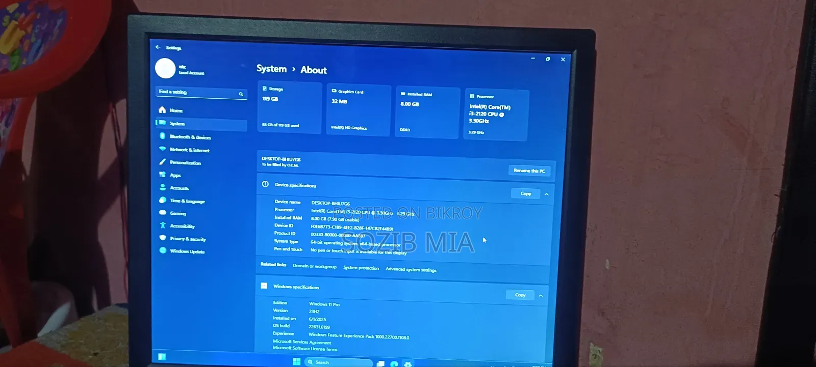 Desktop Computer 8GB Intel Core i3 SSD 128GB
