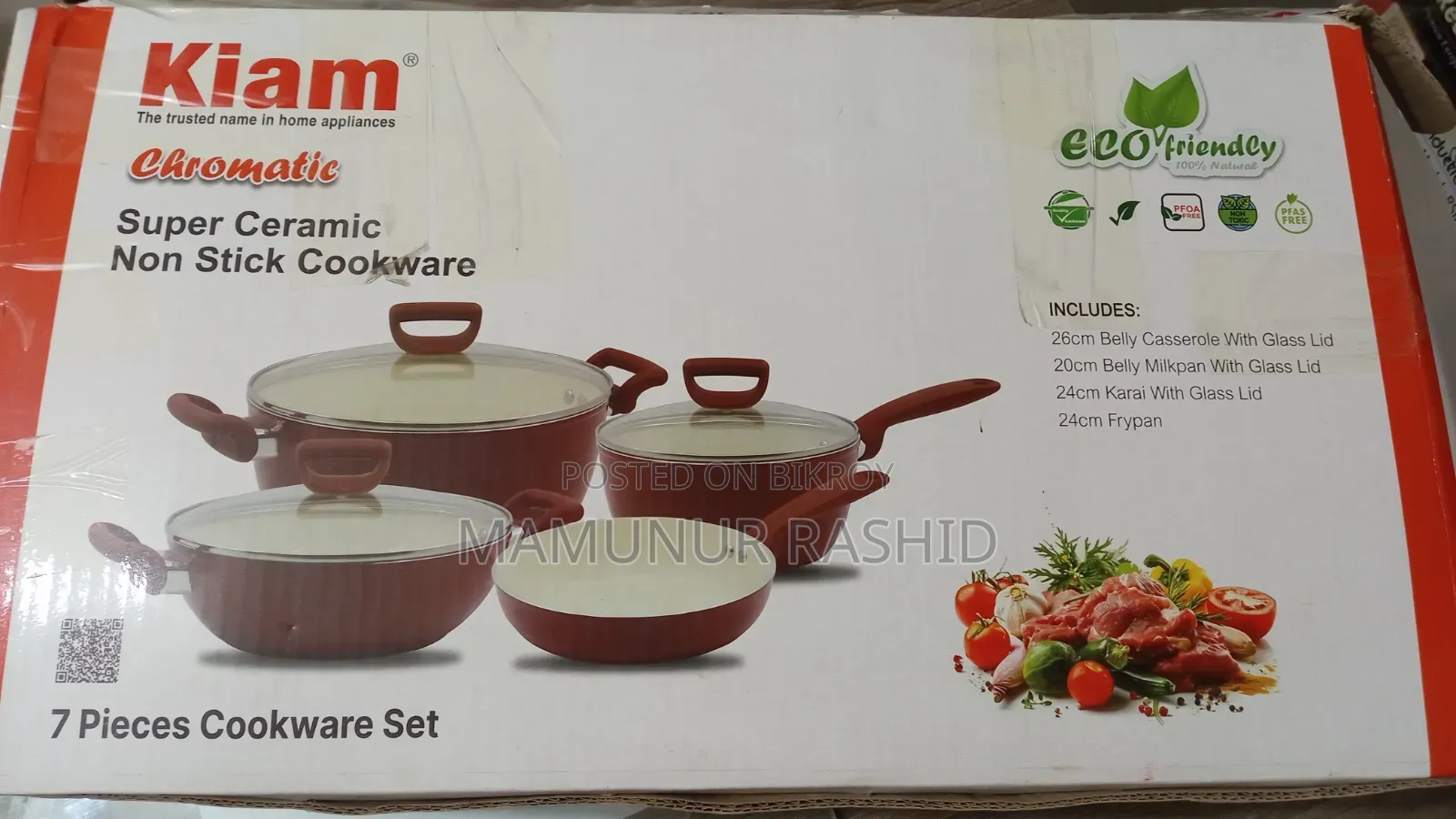 Kiam 7 Pieces Super Ceramic Non-Stick Cookware Set – Brand New