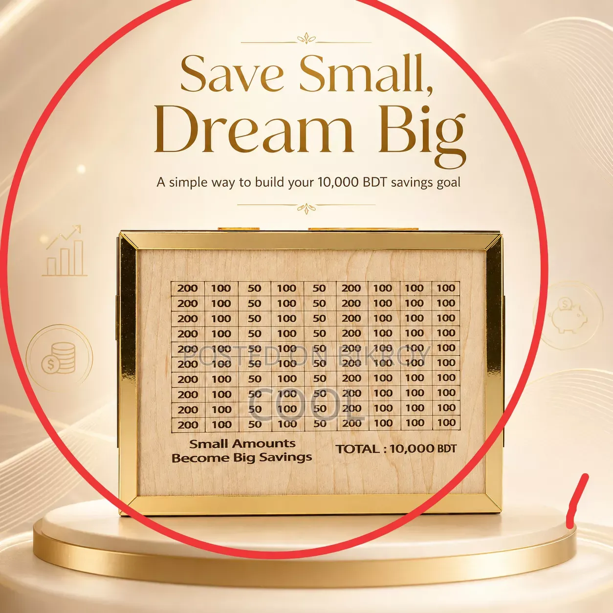 Wooden Money Saving Box (Piggy Bank)