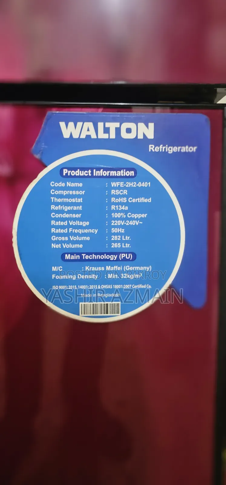 Walton 282 Liter Fridge