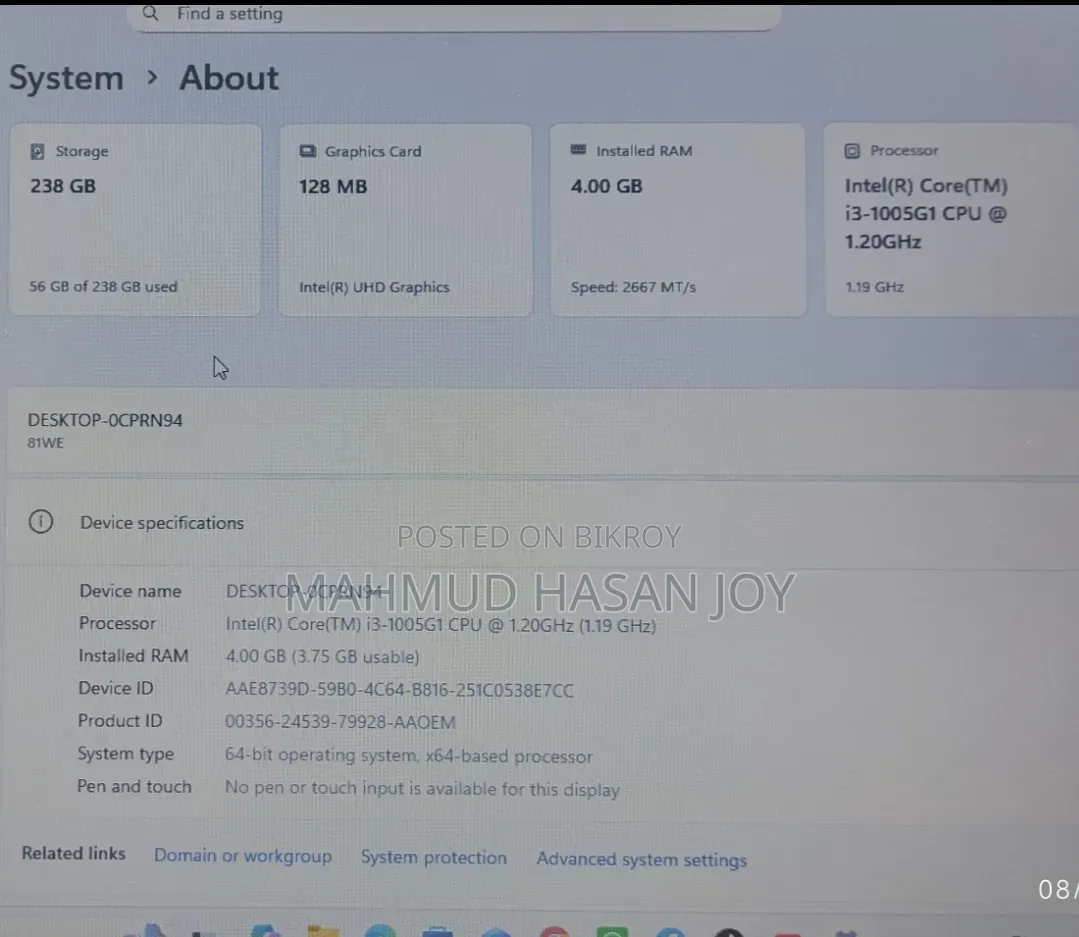 Laptop Lenovo Ideapad 3 4GB Intel Core i3 HDD 256GB