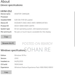Desktop Computer 8GB Intel Core i3 SSD 128GB
