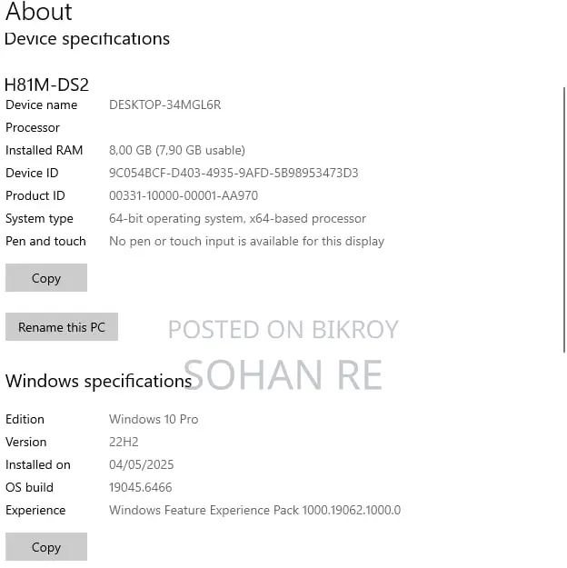 Desktop Computer 8GB Intel Core i3 SSD 128GB