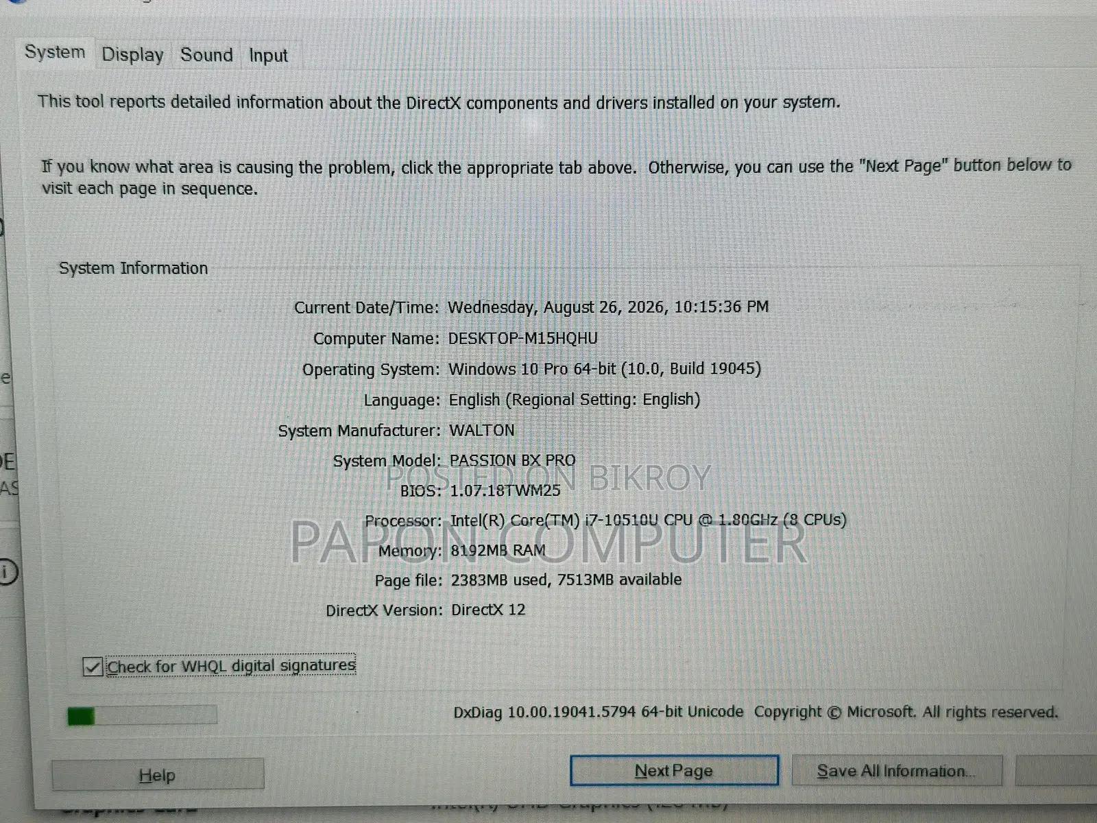 Laptop 8GB Intel Core i7 SSD 128GB
