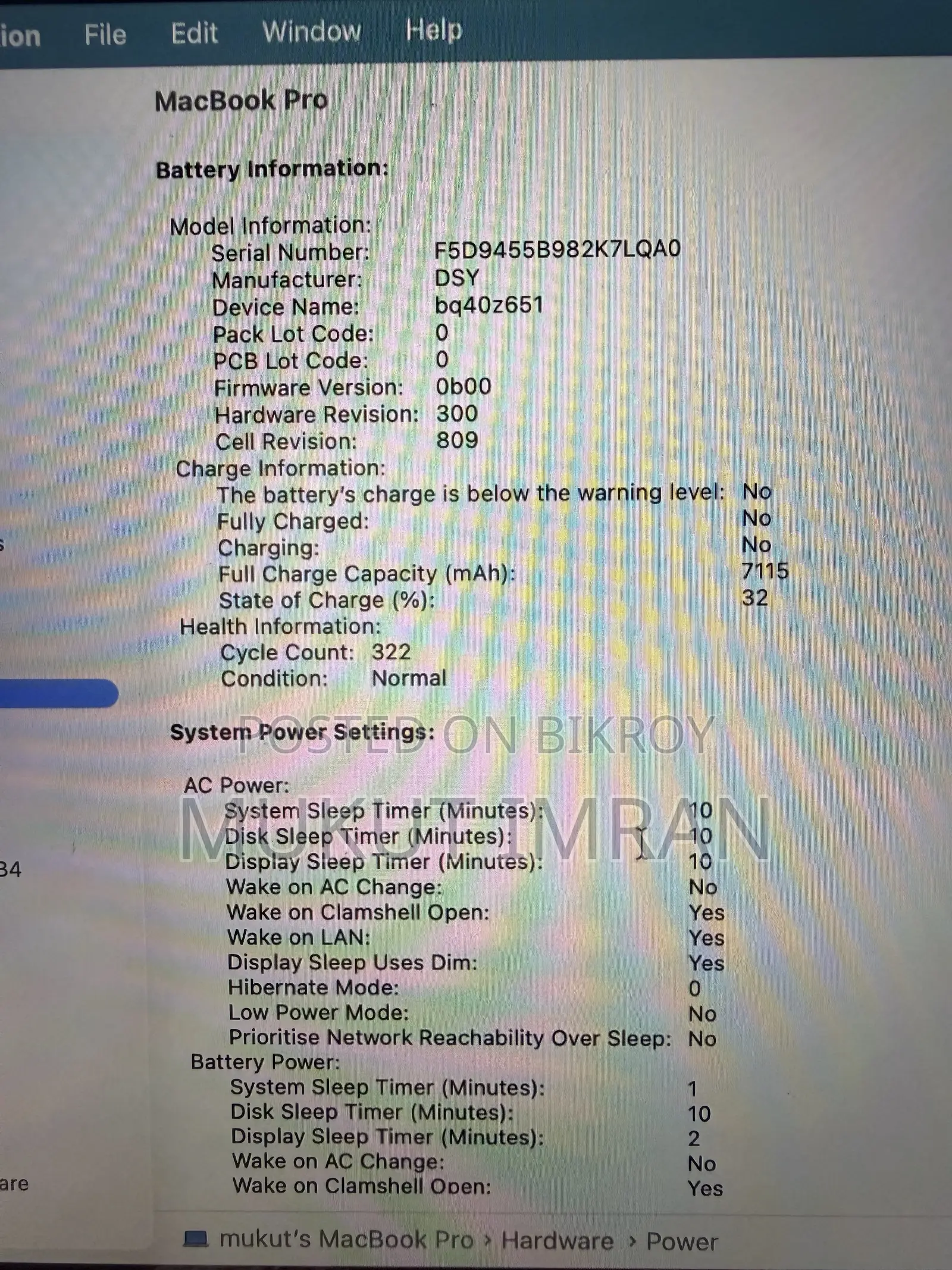 Laptop Apple MacBook Pro 2019 16GB Intel Core i7 SSD 500GB