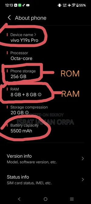New Vivo Y19s Pro 256 GB Black