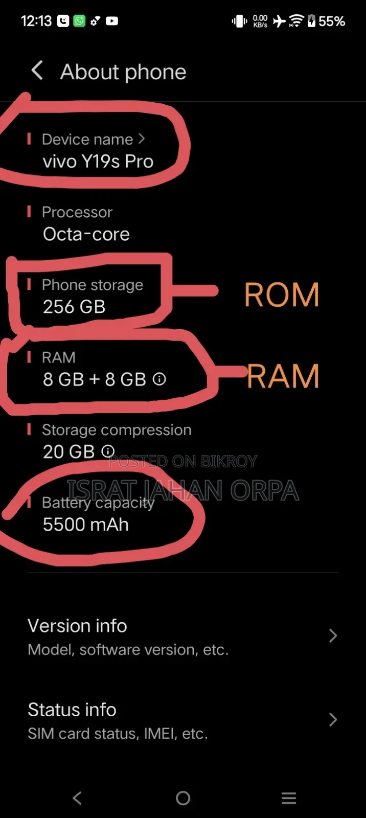 New Vivo Y19s Pro 256 GB Black