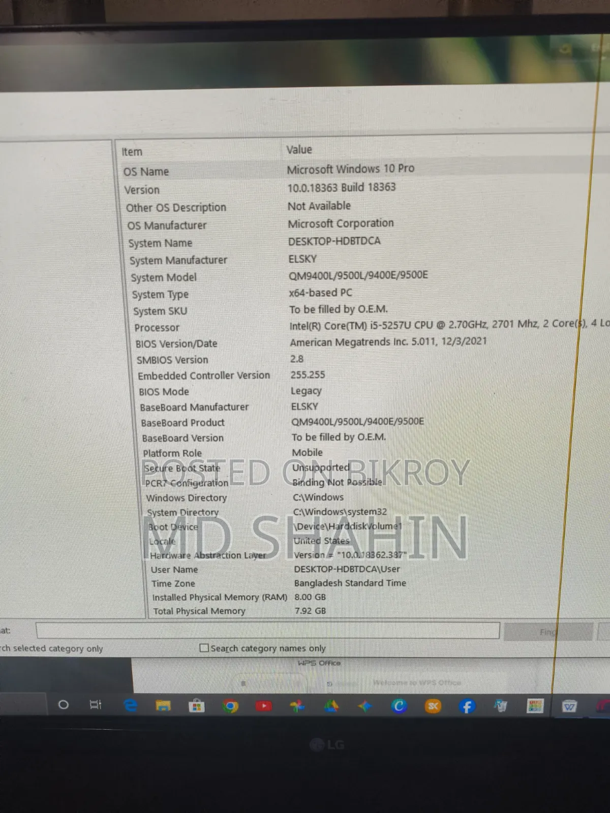 Desktop Computer 8GB Intel Core i5 SSD 500GB