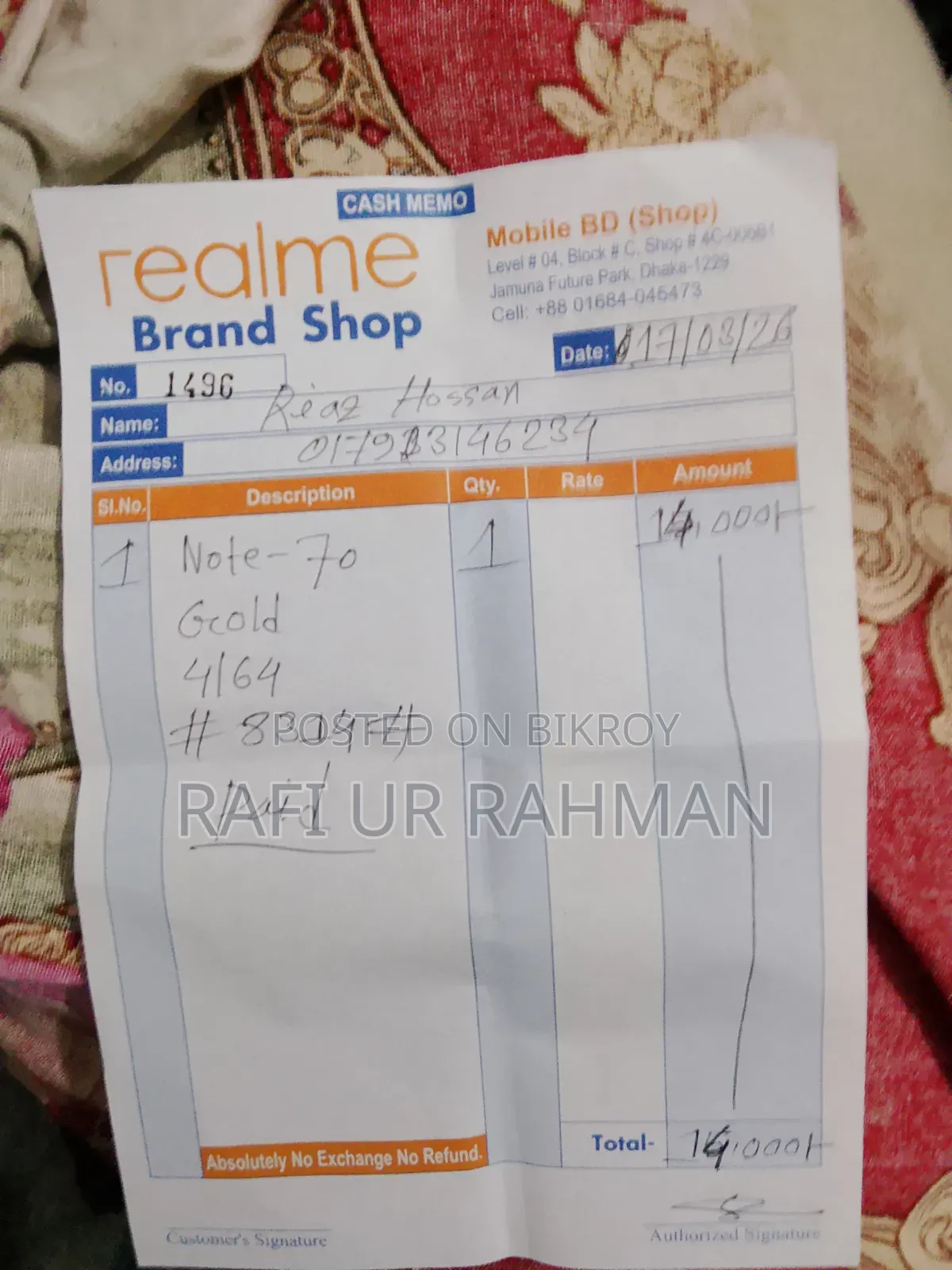 New Realme Note 70 64 GB Gold