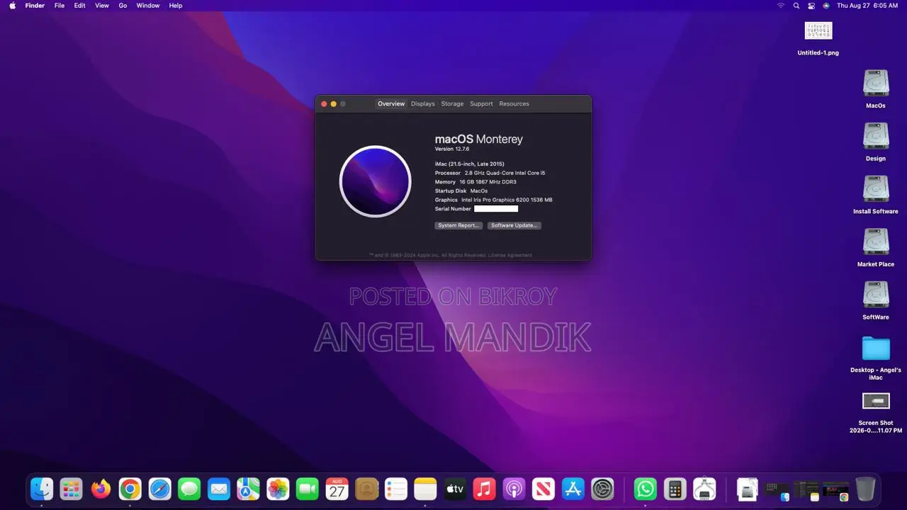 Desktop Computer Apple iMac 16GB Intel Core i5 HDD 2T