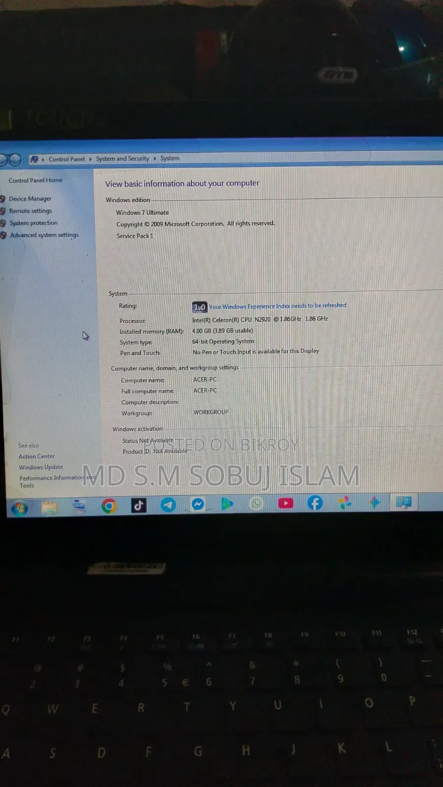 Laptop Acer Aspire V3 4GB Intel HDD 512GB