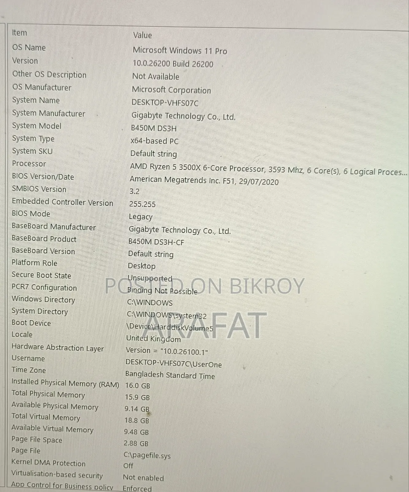 Desktop Computer Microsoft 16GB AMD Ryzen 5 HDD+SSD 1T